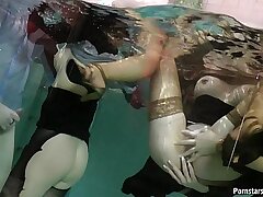 Clothed pool party with lots of fucking and sucking fun