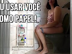 Vrouw gebruikt haar cuckold als een toilet menselijk papier